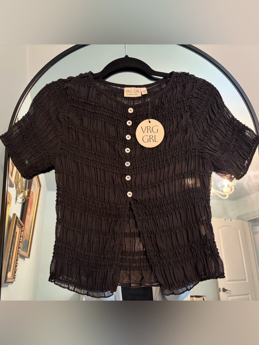 VRG GRL Black Ruched Crop Top